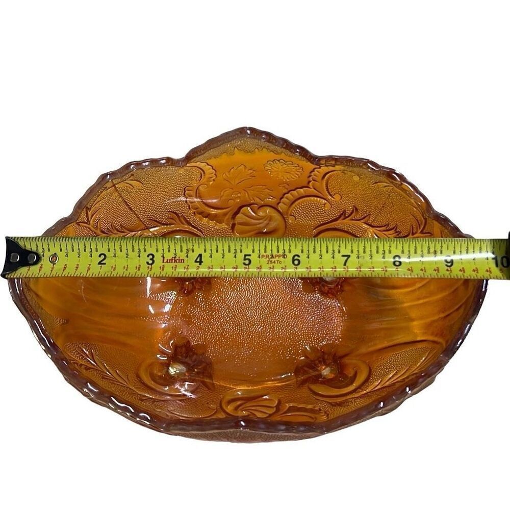 Marigold Carnival Glass Scalloped Edge Compote Bowl Size 10” x 5”